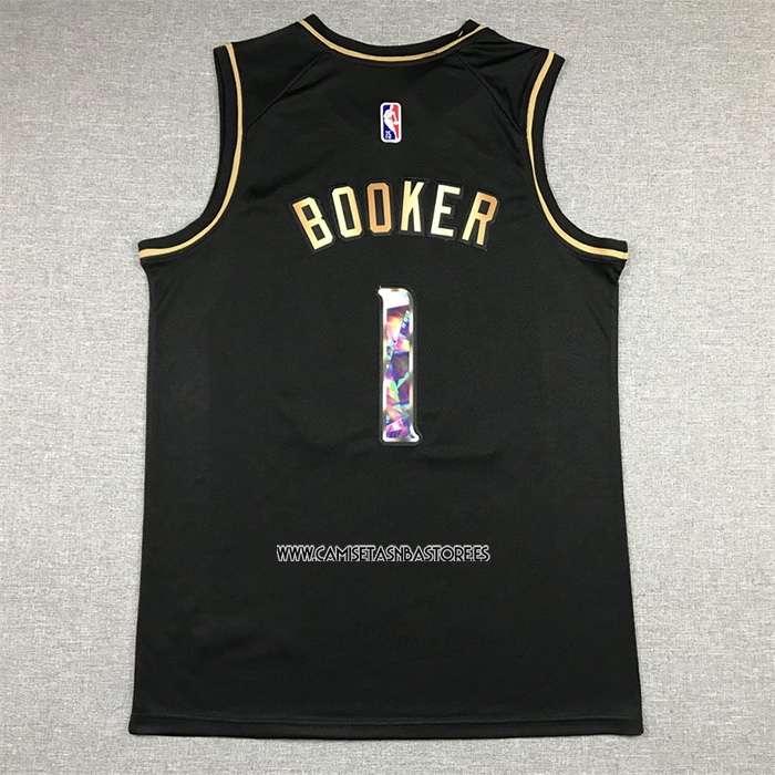 Devin Booker NO 1 Camiseta Phoenix Suns Golden Edition 2021-22 Negro